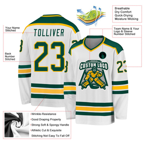 Service OEM, maillot de hockey sur glace personnalisable, impression par sublimation, respirant, imperméable, unisexe, adulte, col en V, design imprimé drapeau, vêtements d'équipe - Product Image 5