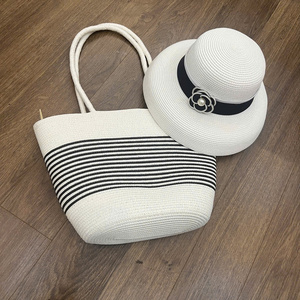 Vintage Bow <b>Straw</b> <b>Bag</b> for Women Handwoven Seagrass Beach Tote with Linen Lining Eco-friendly Spring Fashion Shoulder Handheld - Product Image 1