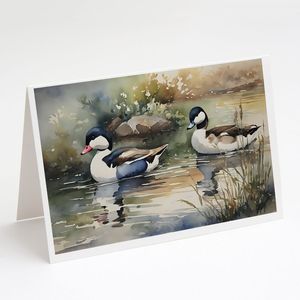 Whimsical Bufflehead A7 Tamaño 5x7 Tarjetas de notas en blanco Paquete de 8 con sobres Tarjetas de felicitación - Product Image 1