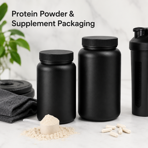Pot cylindrique noir personnalisé en PEHD pour poudre protéinée 500ml 1000ml 2000ml avec bouchon à vis facile à nettoyer, emballage pour compléments alimentaires, fabricant vietnamien - Product Image 3