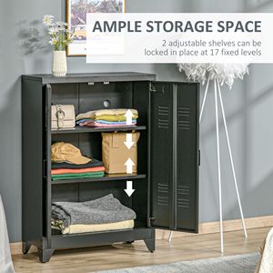 Mobiletto Organizzatore Nero per Cucina con Ante e Ripiani Regolabili per Angolo Caffè nel Soggiorno - Product Image 4