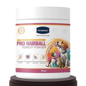 Poudre Aniamor Pro contre les boules de poils pour chiens et chats |   Pour le but de l'élimination des boules de poils | Complément alimentaire pour animaux de compagnie | Huile de foie de poisson avec <span class=keywords><strong>spiruline</strong></span> - Product Image 1