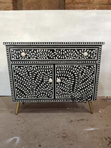 Cajón con Incrustaciones de Hueso de ILAHI, Diseño Moderno con Detalles de Ágata, Mueble Portátil para el Hogar - Product Image 4