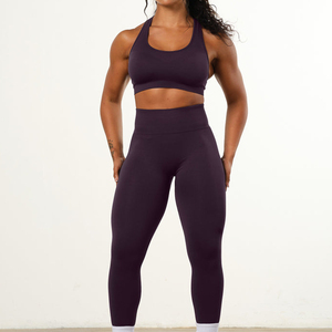 Leggings de yoga taille haute sans couture pour femmes, couleur unie, longueur intégrale, pantalon de sport en Spandex et Polyester, ensemble de vêtements d'entraînement - Product Image 5