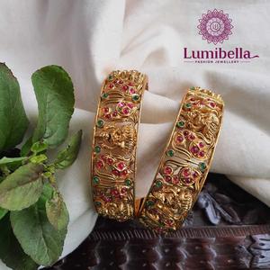 Laxmi Chudi Floral Casual Alloy Gold Plated Oxidized Polish Fashion Bangle for Brides Wedding - Product Image 3