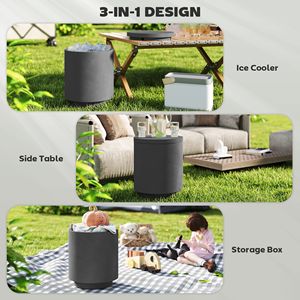 2.6 Gal Charcoal Gray Outdoor Side <b>Table</b> 3-in-1 Patio Cooler Bar <b>Table</b> with Storage Removable <b>Ice</b> <b>Bucket</b> and Lid - Product Image 4