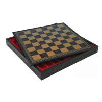 Jeu d'échecs de luxe en cuir avec étui de rangement, pièces d'échecs en bois artisanales, jeu de société professionnel de voyage, cadeau, échecs en cuir