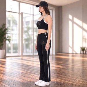 ALIROZ Women's High Waist <b>Flared</b> Yoga Set – Sports Bra & Stretch Fitness <b>Leggings</b> Activewear - Product Image 3