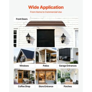 กันสาดหน้าต่างประตูด้านนอกขนาด 39 x 59 นิ้ว พร้อมขายึดโลหะและระบบระบายน้ำ ป้องกันฝน หิมะ และแสงแดด - Product Image 6