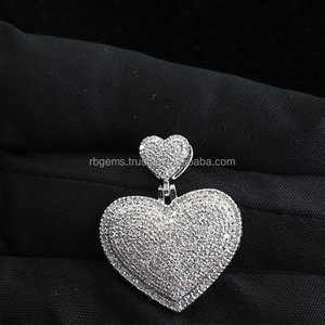 Personalized Custom Heart Pendant IGI Certified 925 Sterling Silver VVS Moissanite Iced Out <b>Rapper</b> Charm Hip Hop Party Jewelry - Product Image 4