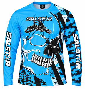 Custom <b>Motorcycle</b> Racing Jersey Long Sleeve Sublimation MX Motocross Off Road Riding Blue <b>Shirt</b> OEM Sportswear Manufacturer - Product Image 3