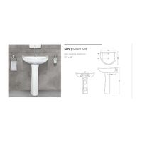 Lavabo sur pied en céramique moderne pour salle de bain 555x420x845mm, facile à nettoyer, avec ensemble de robinetterie