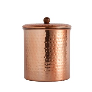 Copper Cylinder Food <b>Storage</b> <b>Containers</b> With Wooden Lids Airtight Freshness Preservation Handcrafted Vintage Design <b>Kitchen</b> Use - Product Image 4