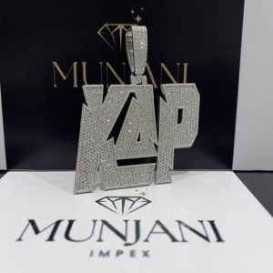 Pendentifs et breloques de luxe en moissanite VVS plaqué or et argent, certifiés IGI, forme lettre personnalisée style Hip Hop, micro-incrustation, unisexe - Product Image 4