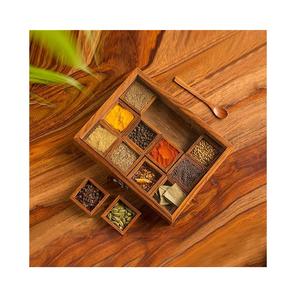 Conteneurs à sel de cuisine, grand boîte à masala portable au meilleur prix, cuillère en bois, boîte à fruits secs, boîte à masala, cadeau, salière en bois - Product Image 3
