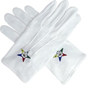 Guantes Masónicos Bordados OES – Guantes Grandes de Algodón 100% Blancos para Francmasonería con Símbolo de G, Cuadrado y Compás |   Regalia Masónica - Product Image 5