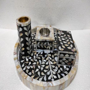 Ensemble de Bukhoor en bois de luxe avec finition nacre, plateau en résine, brûleur d'encens, boîte de rangement, décoration artisanale, cadeau - Product Image 2