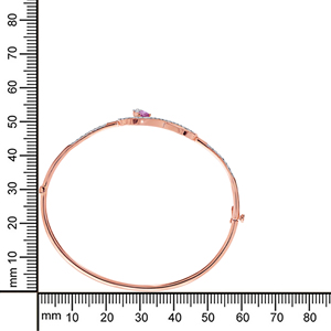 Infinity Heart <b>Ruby</b> & Diamond Rose Gold Open Bangle <b>Bracelet</b> - Product Image 3