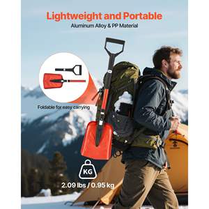 Pelle à neige pliable en 9 parties en alliage d'aluminium léger, manche en D, réglable de 36 à 40 pouces, outil de déneigement pour allée, pour jardin, réduction de la fatigue dorsale - Product Image 4