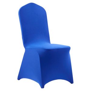 Coprisedie su Misura in Poliestere Spandex Blu Reale per Matrimoni, Feste e Banchetti, Modello Flat Front - Product Image 1