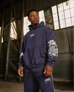 ชุดฮู้ดดี้และกางเกงวอร์มผู้ชายแบบสั่งทำพิเศษสำหรับฤดูหนาว ผ้าฟลีซ ชุดแทรคสูท ผ้าฝ้ายหวี 100% ระบายอากาศได้ดี เป็นมิตรกับสิ่งแวดล้อม ปักลายตามสั่ง - Product Image 2