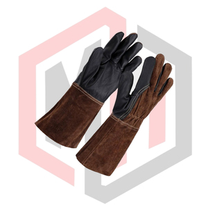 Guantes de Soldadura de Cuero Dividido de Primera Calidad, Parte Delantera de Cuero Granulado, Parte Trasera de Cuero, Resistentes a Cortes, al Calor, Transpirables, Resistentes a Desgarros, Sin Silicona - Product Image 2