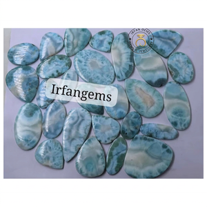 Wholesale Price Natural Larimar Rose Cut Oval Cabochons Gemstones 20-40mm 7-12g Handmade Beads Jewellery Making Stone - Product Image 1
