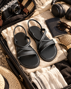 Sandalias Unisex Premium de Cuero Negro con Tiras Cruzadas Abiertas y Correa Ajustable en el Tobillo, Calzado Casual de Verano, Tallas 2-11, Venta al Por Mayor - Product Image 3