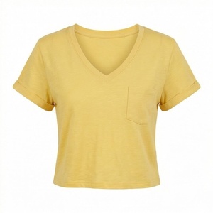 Camiseta Corta Personalizada de Talla Grande para Mujer, Ajustada, de Algodón, Diseño de Moda, Ropa Urbana - Product Image 1