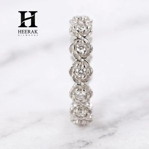 Anillo de Diamantes Cultivados en Laboratorio con Diseño de Flor Eterna, Oro Blanco de 14K, Estilo Botánico de Rosa, para Boda - Product Image 4