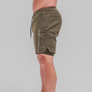 Men Sports Running Shorts Double <b>Layer</b> Quick Dry Workout Shorts with Inner Compression Support - Product Image 5