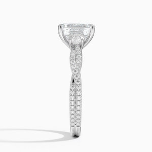 แหวน BOJ รุ่น 0141 ทรง Emerald Cut เงินแท้ 925 ประดับเพชรโมอิสซาไนต์ 2 กะรัต สี D ความสะอาด VVS1 ดีไซน์หรูหราแบบสามเม็ด ตัวเรือนเงินแท้ พร้อมใบรับรอง GRA ลดราคา - Product Image 3