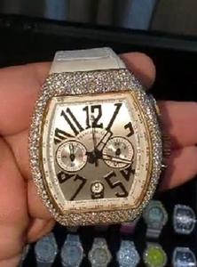 Reloj de Lujo Personalizado con Incrustaciones de Diamantes, Correa de Goma Negra de 20 mm, Caja de Acero Inoxidable, Cristal de Zafiro, Esfera Grande, Moissanita para Hombre - Product Image 3