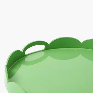 Scalloped edge lacquer tray with handles, handcrafted in <b>Vietnam</b>, premium serving tray with OEM/ODM color options. - Product Image 3