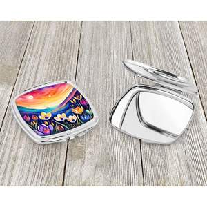 Miroir de maquillage de voyage compact Crocus coloré poche décorative pliante portable pour femmes et filles cadeau - Product Image 3
