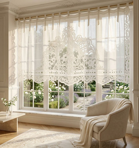 Custom Wholesale Embroidery Vintage Cotton Flowers Curtain Valance Ribbon Full Sizes Door <b>Window</b> Home Blackout High Shading - Product Image 3