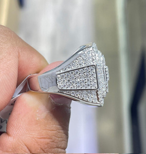 <b>Iced</b> Out Brilliant Cut Hip Hop Style Rhodium Plated Sterling Silver Cluster <b>Ring</b> Unisex Engagement Wedding Anniversary Gift - Product Image 5
