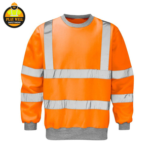 Sweat-shirt de sécurité haute visibilité à manches longues avec logo brodé en polyester OEM et bande réfléchissante - Product Image 1