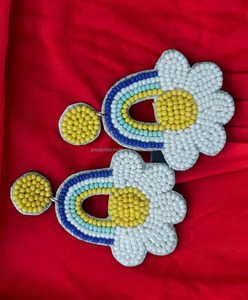 Multicolor Bohemian Flower Pattern Seed Bead Drop <b>Earrings</b> Heart <b>Top</b> Ribbon Design Elegant Statement Jewelry Party Wear Fashion - Product Image 5