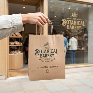 Vietnam <b>Biodegradable</b> Brown Kraft <b>Paper</b> Custom Printed Flexographic Printed Shopping Bags Handle Logo Packaging Best Seller New - Product Image 4