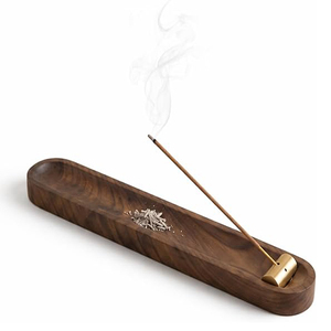 Wooden <b>Incense</b> Stick <b>Holder</b> with Ash Catcher Tall <b>Incense</b> <b>Holder</b> with 3 Holes Brass for Meditation Spa Yoga <b>Incense</b> Stick <b>Holder</b> - Product Image 1