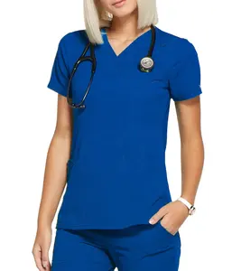 热销新款护士医用磨砂短袖磨砂套装制服磨砂套装设计医院制服
