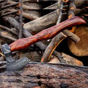 Custom Handmade Forged Damascus Steel Axe Outdoor Camping Hunting Hatchet Wooden Handle Survival Axe With Cover Survival <b>Tool</b> - Product Image 3