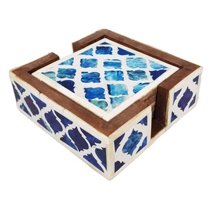 Direct Delivery Warehouse Custom Logo Eco-Friendly Resin <b>Wood</b> Coasters Size 8.8*8.8/10*10cm Modern Ocean Style Customizable - Product Image 5