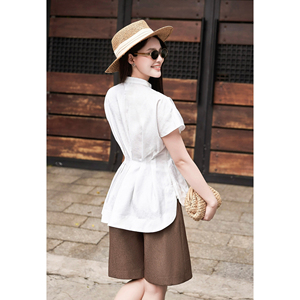 Vietnam Women's <b>Smart</b> Casual Office Brown High Waist Tailored Bermuda Shorts Plain Dyed Anti-Wrinkle Custom Design EVAN - Product Image 3