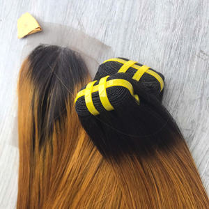Precio de fábrica 100% Raw Virgin Vietnamita Trama humana Encaje Peluca Hueso Recto Ombre Color amarillo Super Doble Extensiones de cabello dibujado - Product Image 3