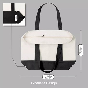 Cotton Canvas Tote Bag with Black Trim Front Pocket Printed Design Adjustable Strap Washable & Eco-Friendly - Product Image 5