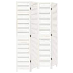 Separador de ambientes y biombo de 4 paneles de madera maciza de Paulownia blanca - Product Image 2