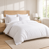 Ensemble de literie d'hôtel en coton 100% rayé blanc 400TC 4 pièces 2 taies d'oreiller Housse de couette Drap-housse