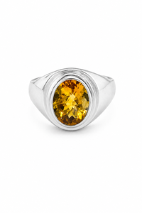 <b>Citrine</b> Gemstone <b>Ring</b> in 925 Sterling Silver Rhodium Plated Oval Shape Luxury Style KLSR12419 - Product Image 1